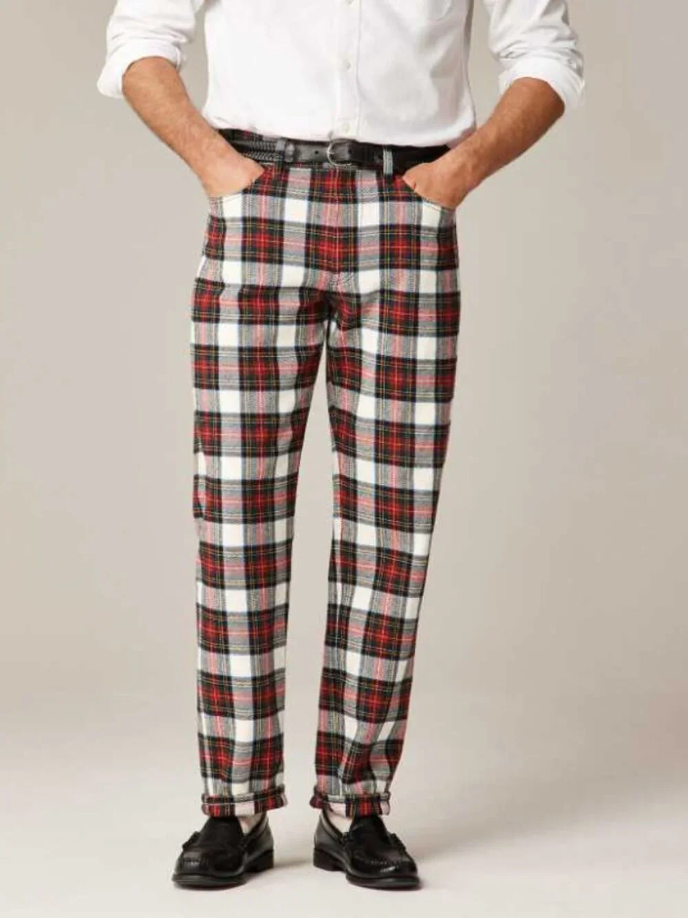 New 33x30 J.Crew classic 5-pocket twill pant in Christmas Stewart tartan plaid
